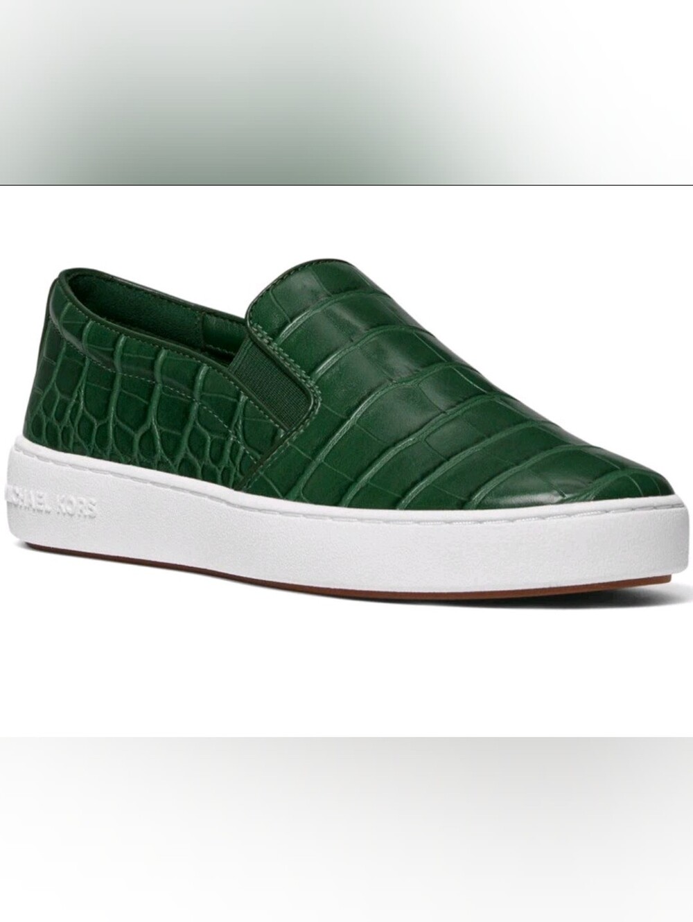 Michael Kors Green Croc-Embossed Slip-On Sneakers